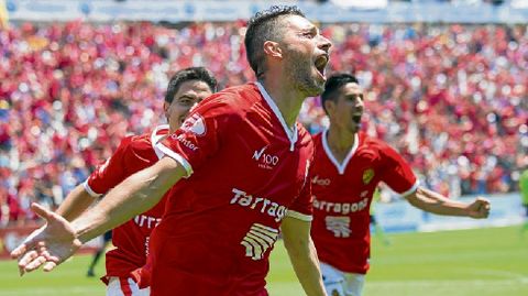 David Rocha celebra un gol en su etapa en el N�stic