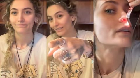 Captura de un v�deo donde Paris Jackson muestra la perforaci�n de su tabique nasal