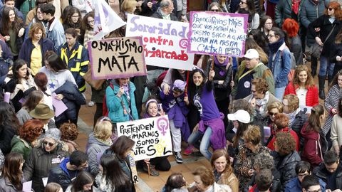 Imagen de la ltima concentracin del 8-M en Monforte previa a la pandemia