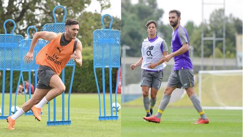 Lucas P�rez y Adri�n L�pez con sus respectivos equipos