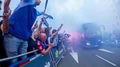Aficionados del Real Oviedo antes del choque ante el Mirands