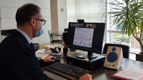 El consejero de Salud, Pablo Fernndez, durante reunin del Consejo Interterritorial del Sistema Nacional de Salud celebrada hoy de forma telemtica