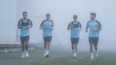 Los jugadores del Celta Hugo Sotelo, �lvaro N��ez, Aleix Febas y Yoel Lago.