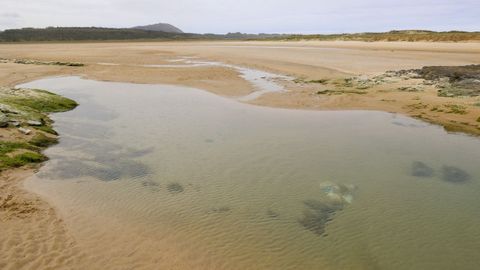 La laguna de A Frouxeira despu�s de retirar las piedras que se hab�an colocado como barrera artificial