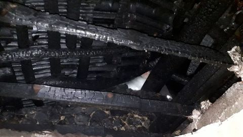 Zona de la vivienda afdctada por el incendio