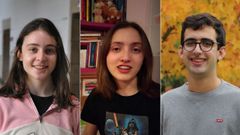 Irene Armesto (a la izquierda), del instituto Rosal�a de Castro; Julio Leal (centro), del colegio Peleteiro; y Alba D�ez (derecha), del IES de O Milladoiro, est�n entre los ganadores de los Premios Extraordinarios de la ESO del curso 2020-2021, dotados con 800 euros para cada alumno y la opci�n de optar a la fase nacional.