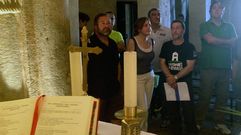 Rogelio Pando, Otilia Requejo, Genaro Alonso y Alejandro Vega, durante la visita a la iglesia de San Salvador de Priesca.Rogelio Pando, Otilia Requejo, Genaro Alonso y Alejandro Vega, durante la visita a  la iglesia de San Salvador de Priesca