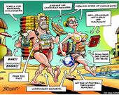 �The Telegraph� respondi� con esta imagen de los turistas germanos.