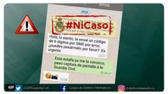 Aviso de la Guardia Civil sobre la estafa en el WhatsApp