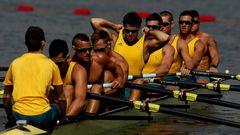 El equipo de remo australiano del que forma parte Booth