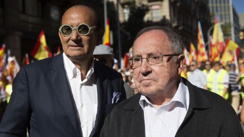 El presidente de Freixenet, Jos Luis Bonet (derecha), en la manifestacin de Barcelona.