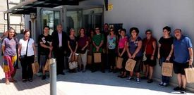 Los ceramistas que llegaron hoy para la quedada fueron recibidos por el alcalde brion�s.