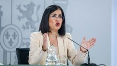 La ministra de Sanidad, Carolina Darias, al t�rmino de la reuni�n del Consejo Interterritorial del Sistema Nacional de Salud