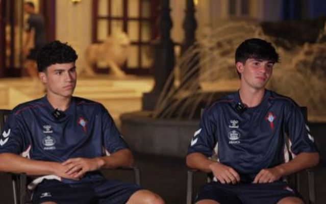 Los canteranos del Celta Andr�s Anta��n y Anxo Rodr�guez.