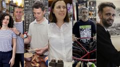 De izquierda a derecha,�Fernando L�pez y Isis Rey, de Casa Vega; Ram�n Santos, de La Cris�lida; Mar�a Vales, de Flory; Gabriel Fern�ndez, de Chispas; y Sergio Mussons, de La Favorita.