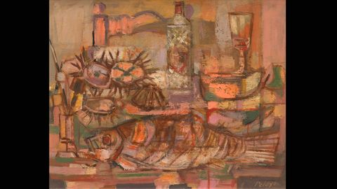 �Poissons et oursins� (1955), obra del artista asturiano Orlando Pelayo que se incluye en la muestra del Museo de Bellas Artes de Asturias Memoria y Exilio