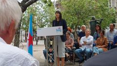 A voceira do BNG, Ana Pont�n, durante a s�a intervenci�n este domingo en Pontevedra, nun acto de conmemoraci�n do 90 aniversario do Estatuto 