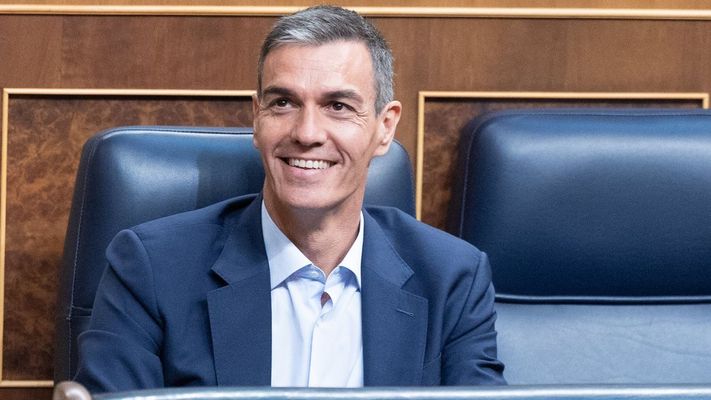 El presidente del Gobierno, Pedro S�nchez, durante una sesi�n plenaria en el Congreso de los Diputados.