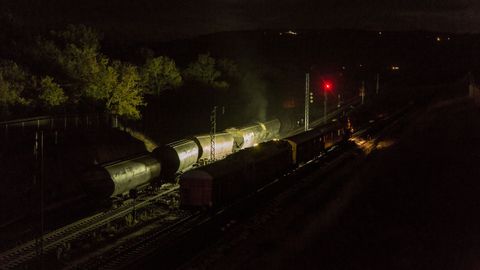 Descarrilamiento de un tren de mercancas en Taboadela