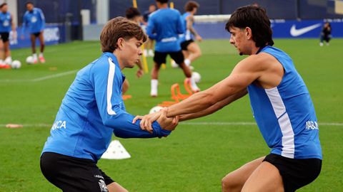 Charlie Pati�o junto a Amatucci durante un entrenamiento.