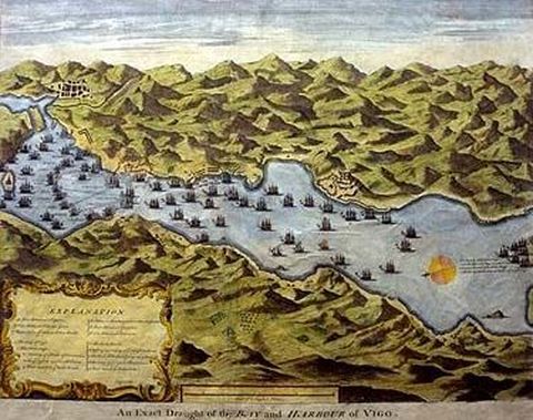 Ilustraci�n de la batalla naval de 1702.