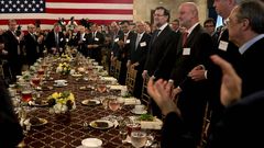 Mariano Rajoy durante el almuerzo de empresarios espa�oles y estadounidense d�nde el vino Terras Gauda 2012 fue uno de los protagonistas