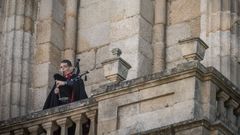 Yerai Fari�as, durante su actuaci�n como  Gaiteiro de la catedral 