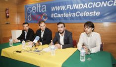 Los representantes de las entidades en la presentaci�n del acuerdo. 