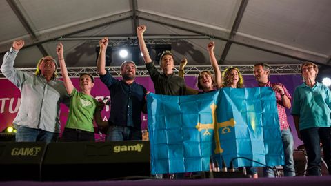 Errej�n en un acto de Podemos Asturies en 2018.