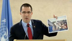 El ministro de Relaciones Exteriores de Venezuela, Jorge Arreaza, durante su intervenci�n en el Consejo de Derechos Humanos de la ONU