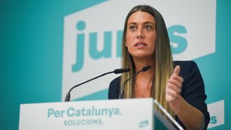 La portavoz de Junts en el Congreso, Mriam Nogueras, en la sede del partido en Barcelona.