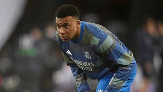 Mbapp&eacute;, durante un entrenamiento previo a un encuentro del Real Madrid.