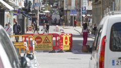 La calle de la Iglesia est cortada al trfico por las obras de la plaza del Callao