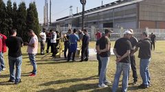 Trabajadores de la f�brica de Alcoa en Avil�s