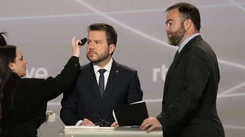 El candidato republicano, Pere Aragons, el jueves en el debate electoral en RTVE.