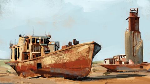 Ilustraci�n sobre Moynaq, en Uzbekist�n