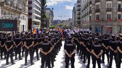 Los nuevos polic�as e inspectores en pr�cticas, ayer en Vigo.