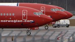 Aviones de la compaa Norwegian, en el aeropuerto de Estocolmo