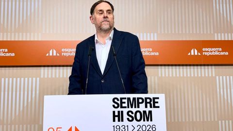 El l�der de ERC, Oriol Junqueras, en rueda de prensa.