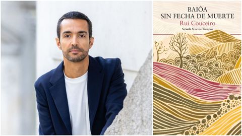 Retrato del escritor Rui Couceiro (Oporto, 1984). A la derecha, portada de la edicin castellana de la novela.