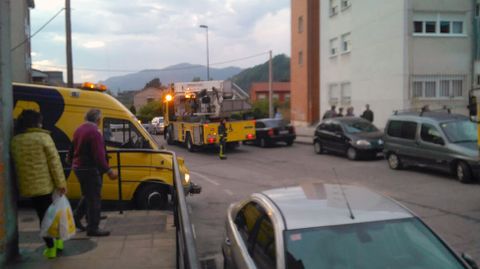Camiones de bomberos en La Felguera.Camiones de bomberos en La Felguera