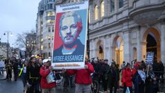 Protesta en Londres en favor de la liberacin inmediata de Julian Assange.