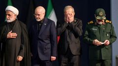 Mohseni Ejei, Mohammad Bagher Ghalibaf, Masoud Pezeshkian y Mohsen Rezaei, representantes de la c�pula del poder persa.