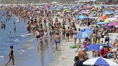 La playa de Silgar, en Sanxenxo, en julio del ao pasado