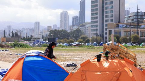 Personas desplazadas en�el L�bano a causa del conflicto.
