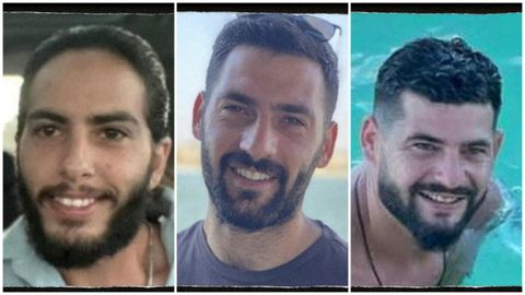 De izquierda a derecha: Matan Zangauker (25 años) y los gemelos Gali y Ziv Berman (27)