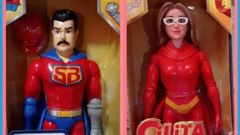 Mu�ecos de superh�roes que aluden a Nicol�s Maduro y su mujer, Cilia Flores