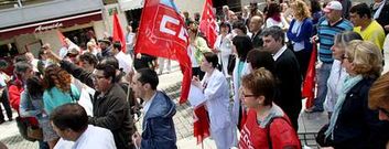 Manifestaci�n de trabajadores, usuarios y directivos de Asfedro, del d�a 6, ante la Xunta en Ferrol