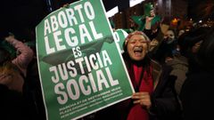 Una mujer protesta contra el proyecto de ley antiabortista el pasado 31 de julio