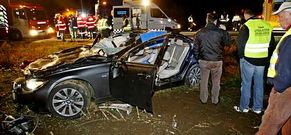 El coche sufri� graves desperfectos a consecuencia del fuerte impacto con los animales.